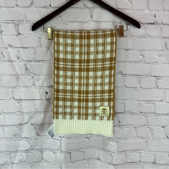 timberland burnt orange and cream plaid scarf one size university of texas - Picture 1 of 8